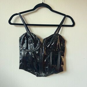 AKIRA Leather Black Corset Top